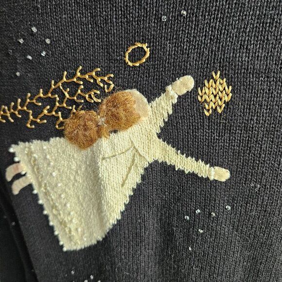 Vintage Carrol Reed Angel Cardigan Women's Medium Art To Wear Eclectic Holiday - Picture 6 of 11